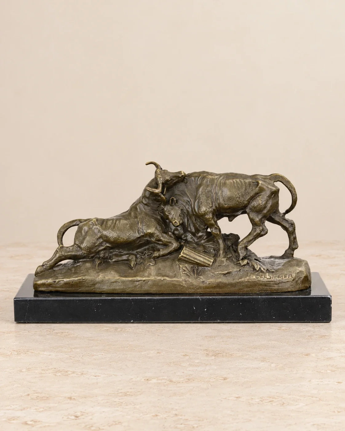Fighting Bulls Bronze Sculpture — primary view against a warm ivory background