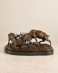Fighting Stags Bronze Sculpture — primary view against a warm ivory background