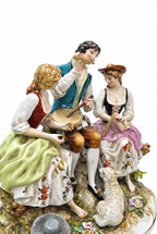 Salvador Mallol Porcelain Musicians with Lamb — detail on white background