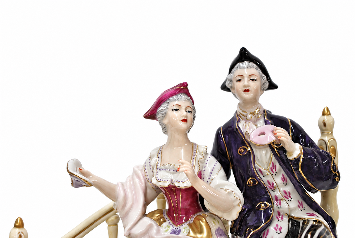 Galos Sauthier Collection Masquerade Porcelain Group — detail view 3