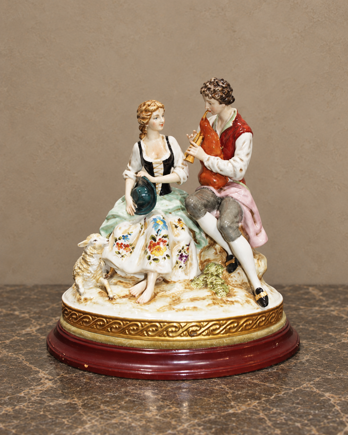 Salvador Mallol Porcelain Couple with Lamb — main view