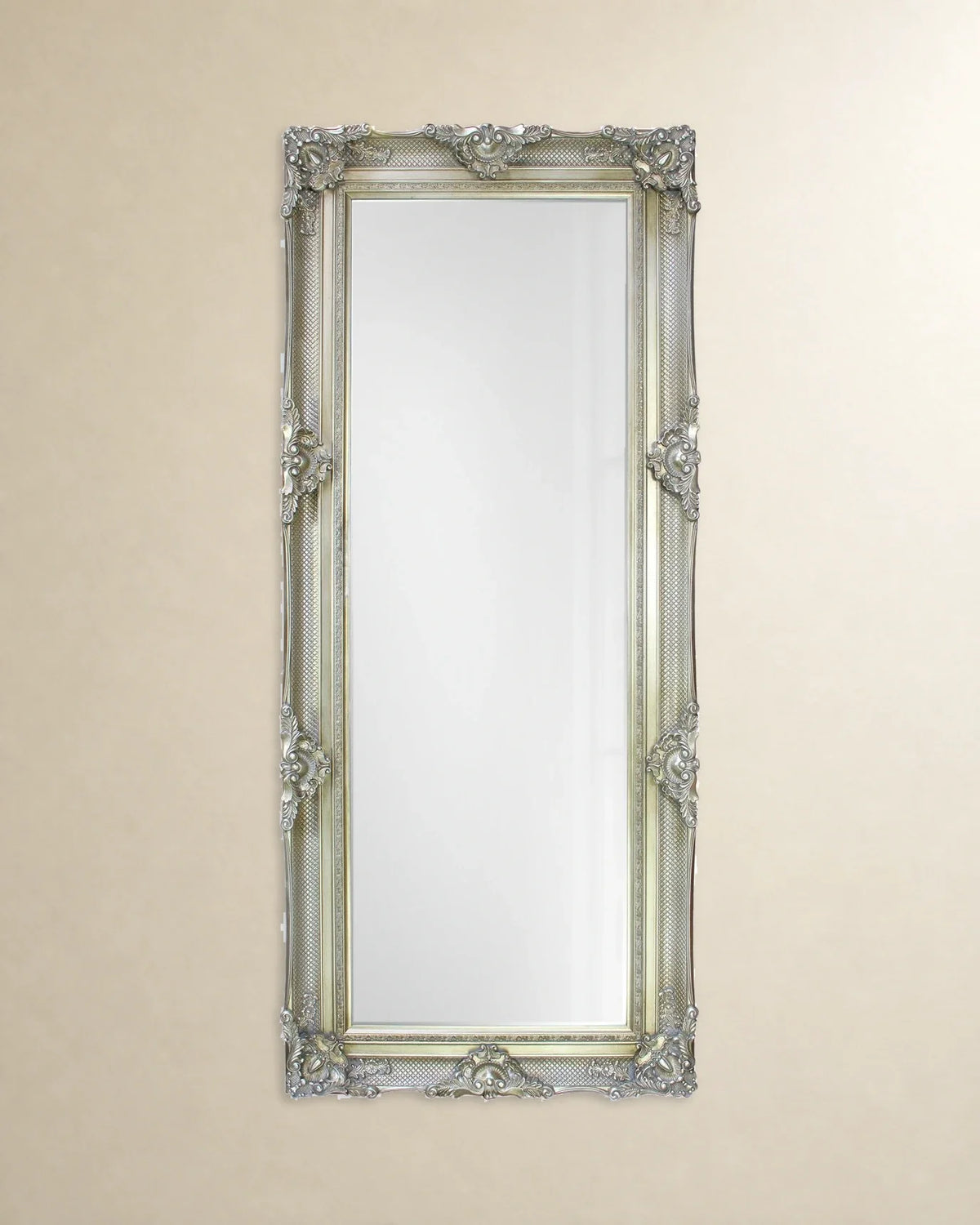 Floral Crest Wall Mirror — Silver tone