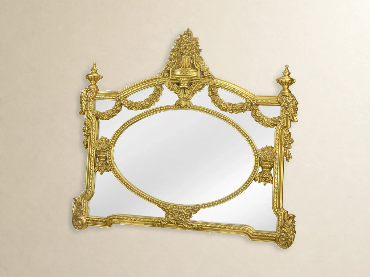Garland Crest Overmantel Mirror — Gold tone