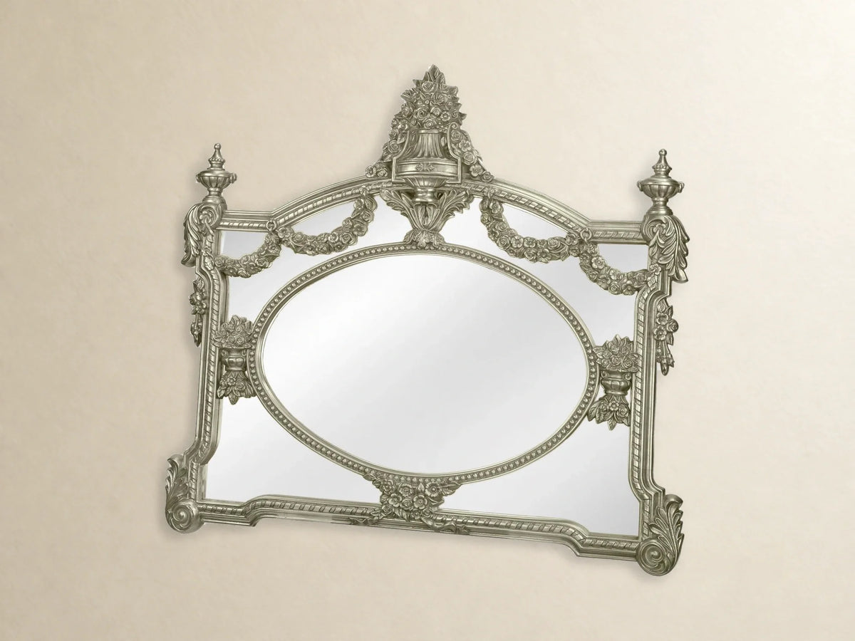 Garland Crest Overmantel Mirror — Silver tone