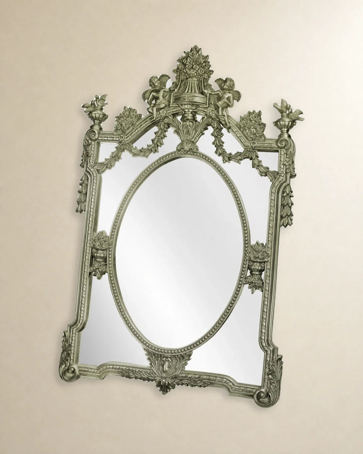Garland Crest Wall Mirror — Silver tone
