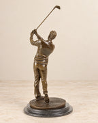 Golfer Bronze Sculpture — reverse view