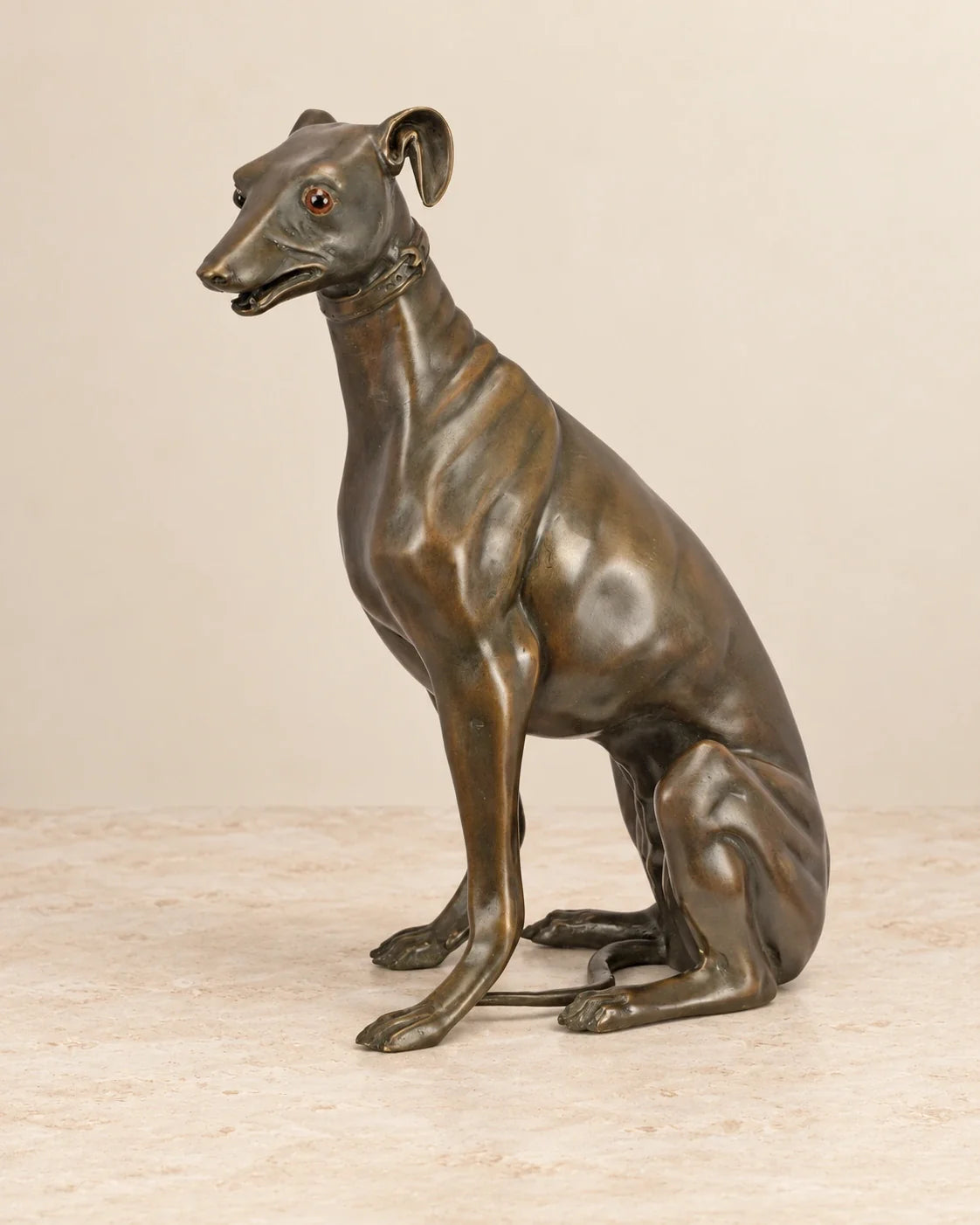 Greyhound Bronze Sculpture — 43.1 cm Tall — primary view against a warm ivory background