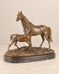 Horse and Foal Bronze Sculpture — 41 cm Long — primary view against a warm ivory background