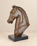 Horse Head Bronze Sculpture — 33.2 cm Tall — primary view against a warm ivory background