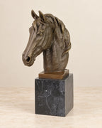 Horse Head Bronze Sculpture — 43.5 cm Tall — primary view against a warm ivory background