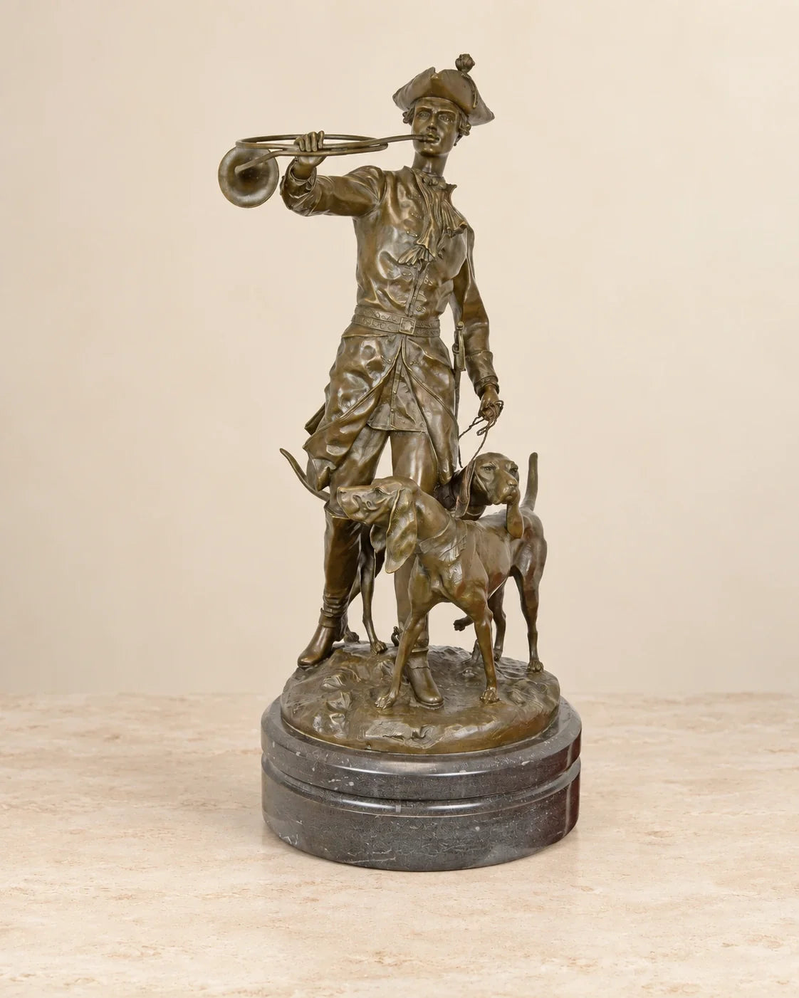 Huntsman and Hounds Bronze Sculpture — front view