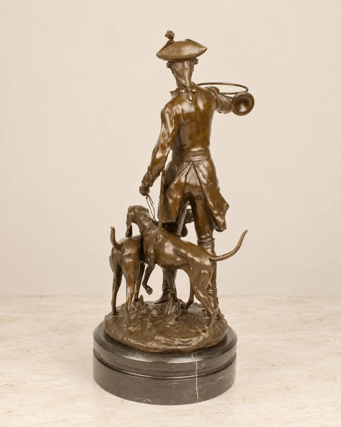 Huntsman and Hounds Bronze Sculpture — reverse view