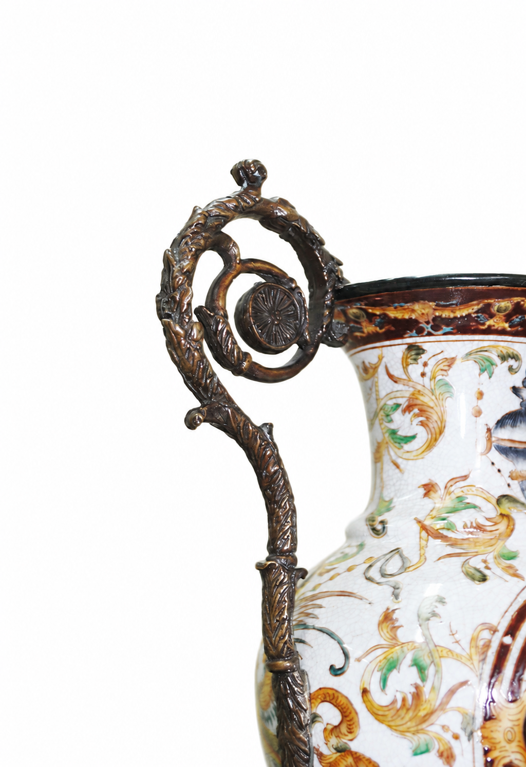 Pair of Bronze-Mounted Ceramic Medallion Vases — detail view 11