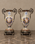 Pair of Bronze-Mounted Ceramic Medallion Vases — main view