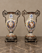 Pair of Bronze-Mounted Ceramic Medallion Vases — main view