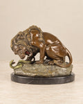 Lion and Serpent Bronze Sculpture — primary view against a warm ivory background
