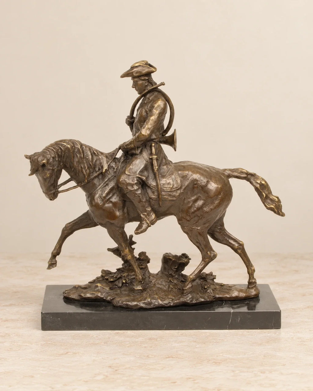 Louis XV on Horseback Bronze Sculpture — primary view against a warm ivory background