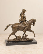 Louis XV on Horseback Bronze Sculpture — second view against a warm ivory background