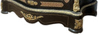 Original detail of the display cabinet base, marquetry, gilt mounts and surface wear