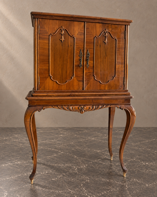 Walnut Drinks Cabinet on Cabriole Legs