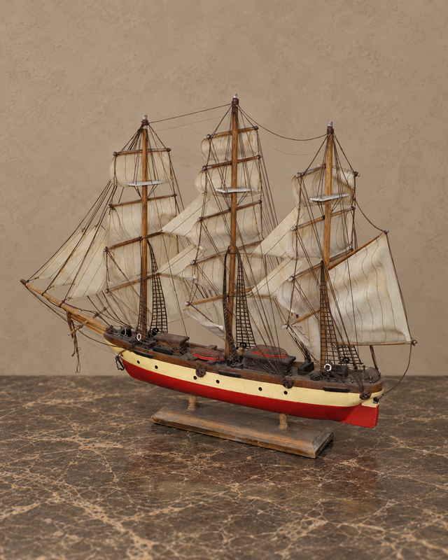 Three-Masted Wooden Clipper Ship Model