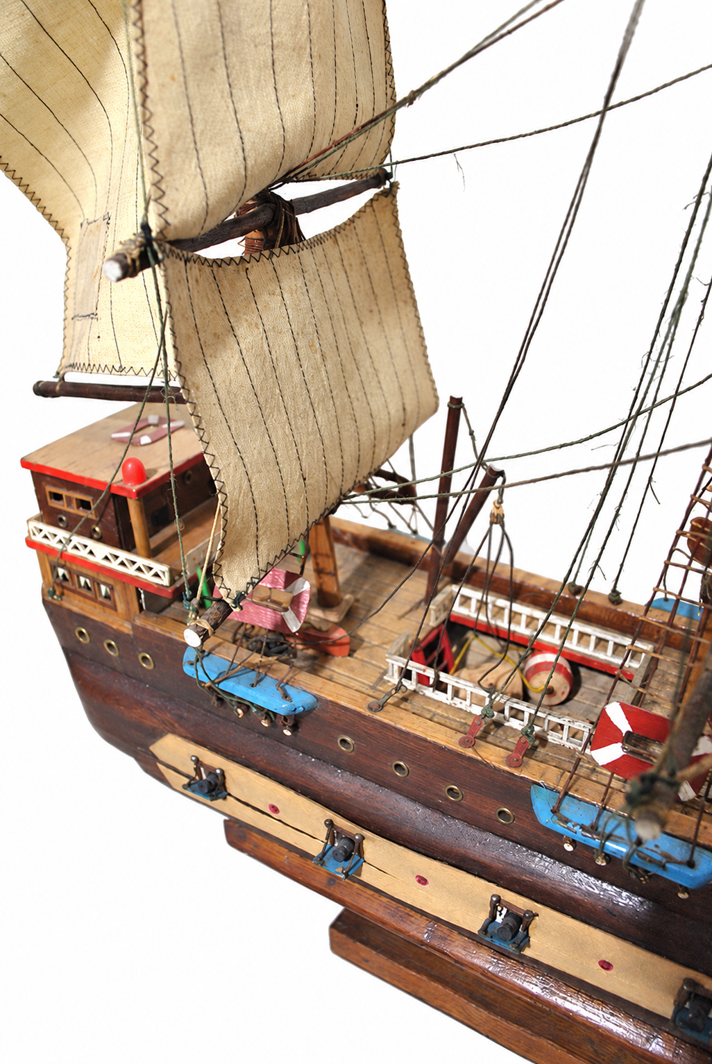 Three-Masted Frigate Model on Wooden Stand — detail view 7
