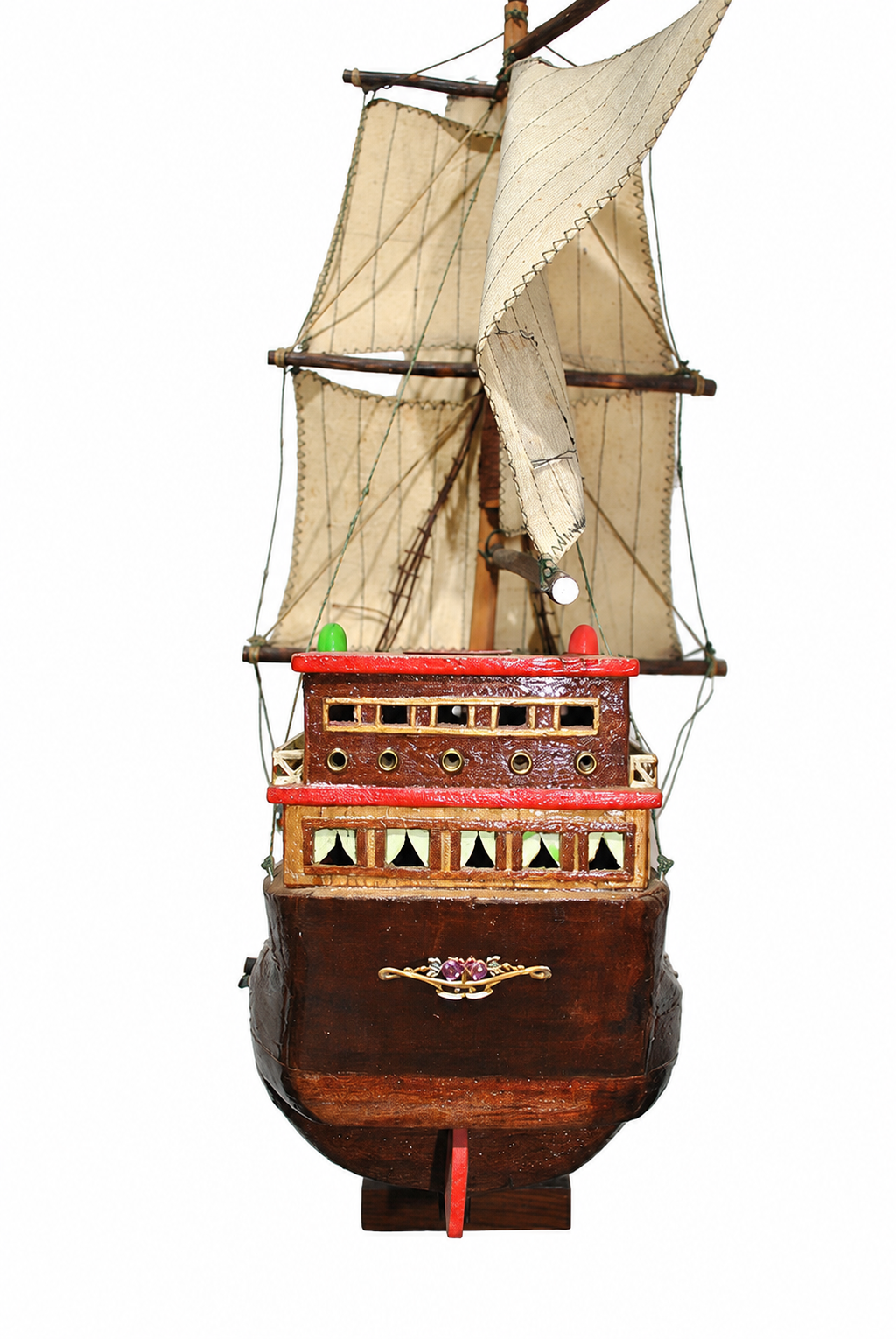 Three-Masted Frigate Model on Wooden Stand — detail view 10
