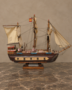 Three-Masted Frigate Model on Wooden Stand — main view