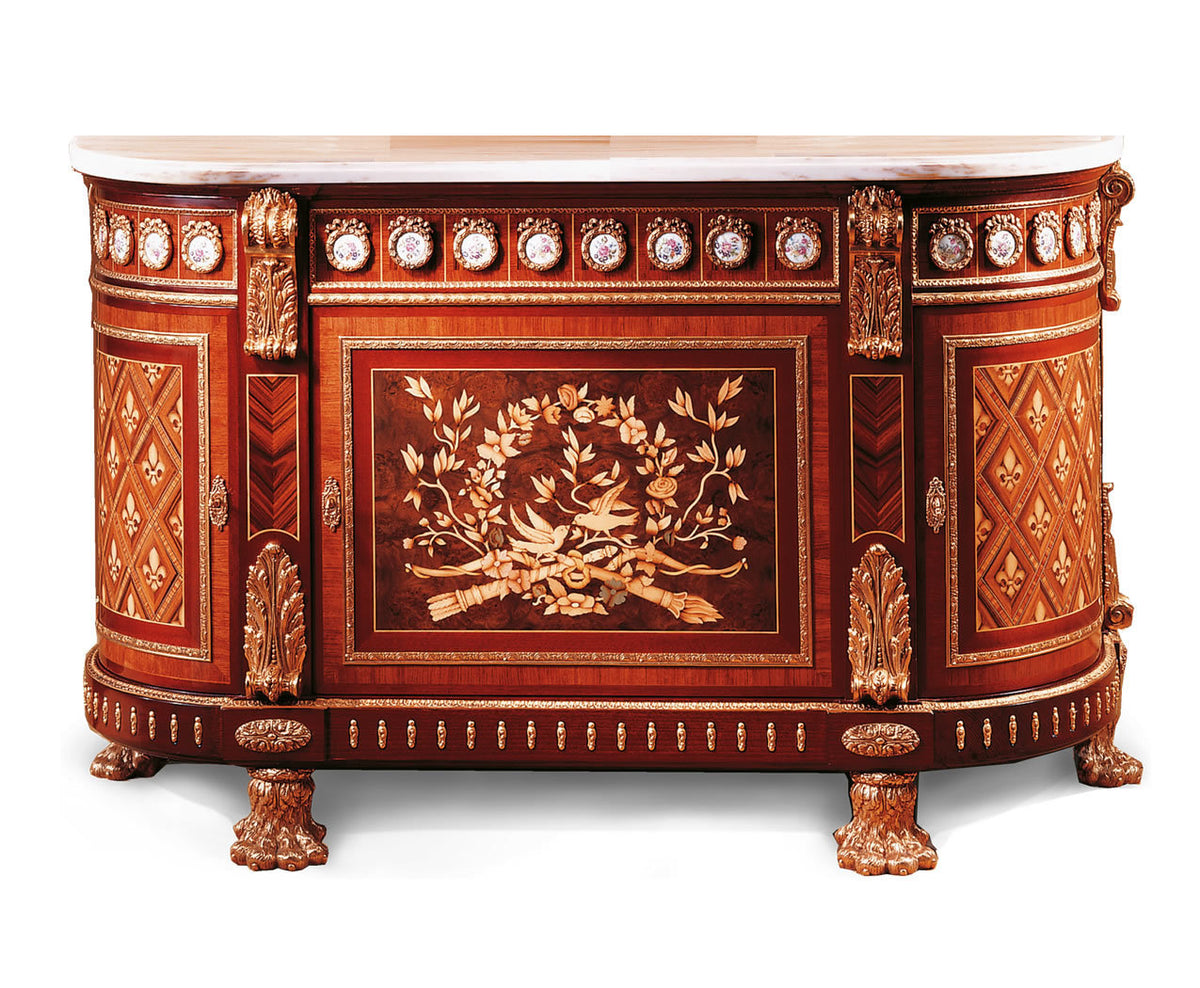 Floral Rounded Commode on a white background.