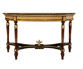Curved Finial Console — Brown Finish on a white background.