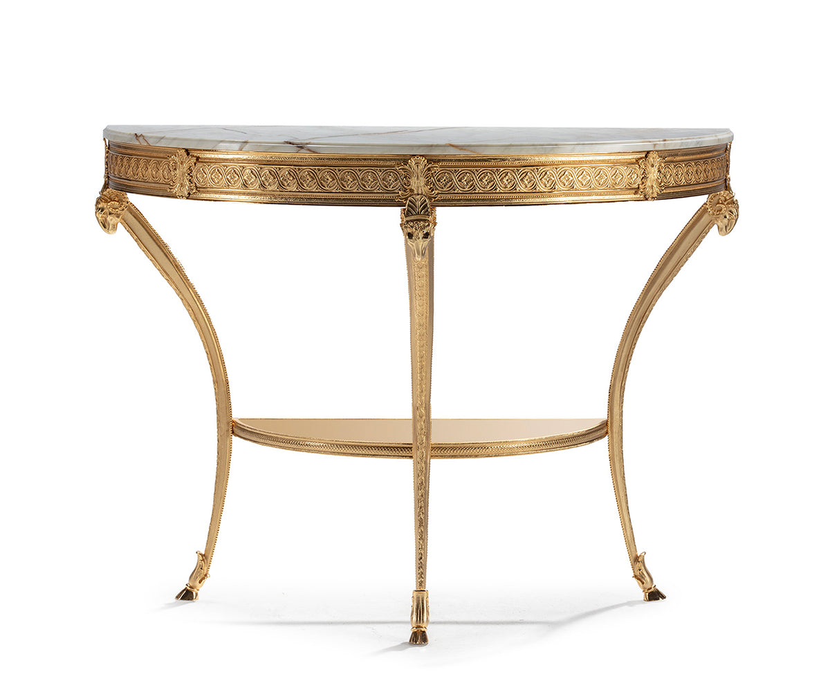 Rounded Gold-Tone Console on a white background.