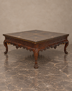 Carved Mahogany Coffee Table with Gilt-Tooled Leather Top — main view