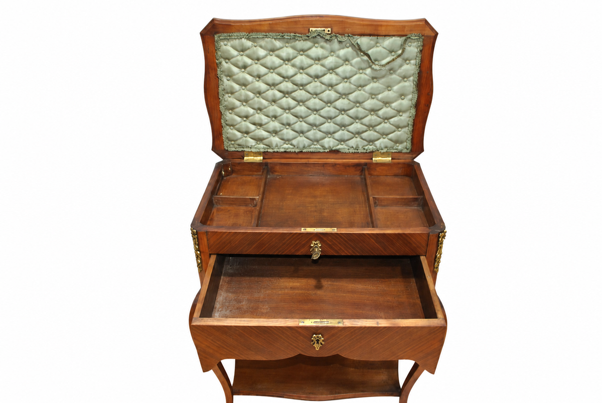 Louis XV-Style Sewing Table with Fitted Interior — detail view 5