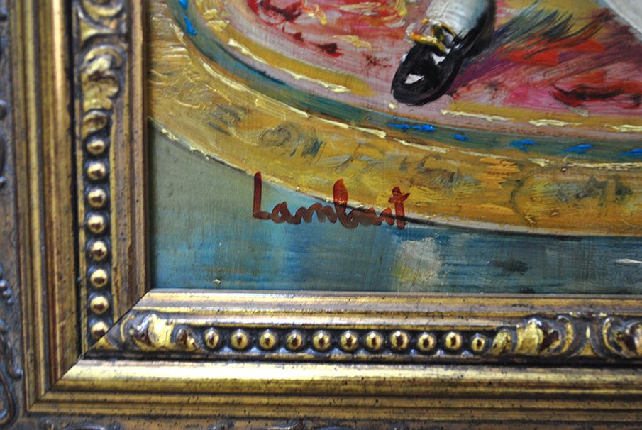 The Waltz, Oil on Copper Signed Lambert — original detail view 8