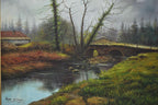 River and Stone Bridge, Oil Painting Signed Pepe Cañizo — detail view 4