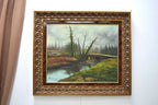 River and Stone Bridge, Oil Painting Signed Pepe Cañizo — main view