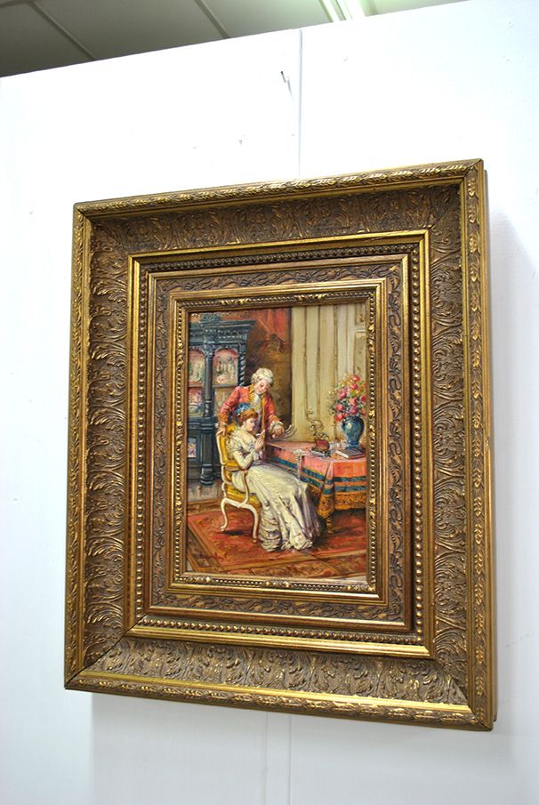 The Jewellery Box, Oil on Copper Signed Lambert — main view