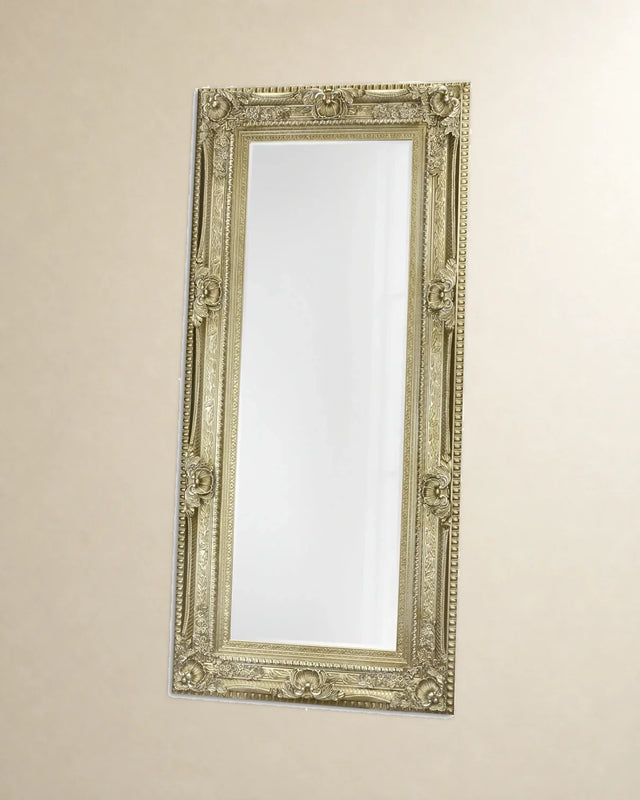 Ornamental Silver-Tone Wall Mirror