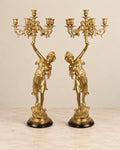 Pair of Six-Light Bronze Candelabra on Round Bases — primary view