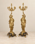Pair of Six-Light Figural Bronze Candelabra — primary view