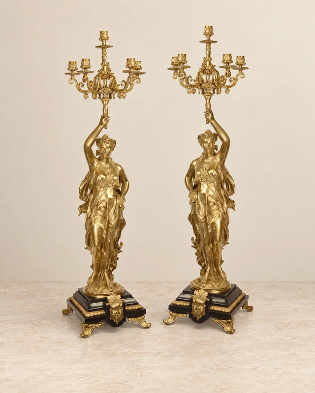 Pair of Six-Light Figural Candelabra