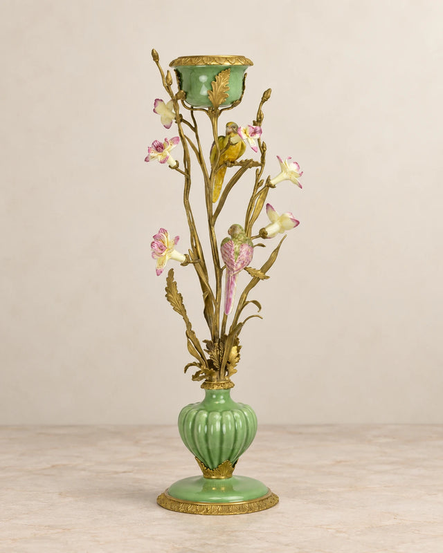 Perched Bird Porcelain Candle Holder