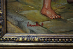 Country Conversation, Oil on Copper Signed Lambert — original detail view 7