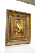 Country Conversation, Oil on Copper Signed Lambert — main view