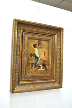 Country Conversation, Oil on Copper Signed Lambert — main view