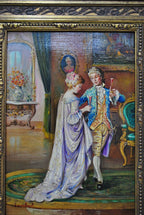 A Salon Toast, Oil on Copper Signed Lambert — original detail view 5