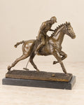 Polo Player Bronze Sculpture — primary view against a warm ivory background
