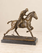 Polo Player Bronze Sculpture — primary view against a warm ivory background
