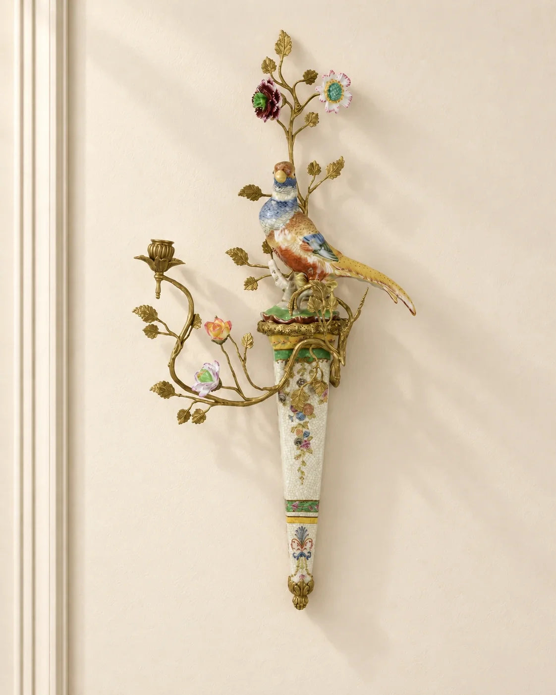 Porcelain Bird Wall Candle Holder