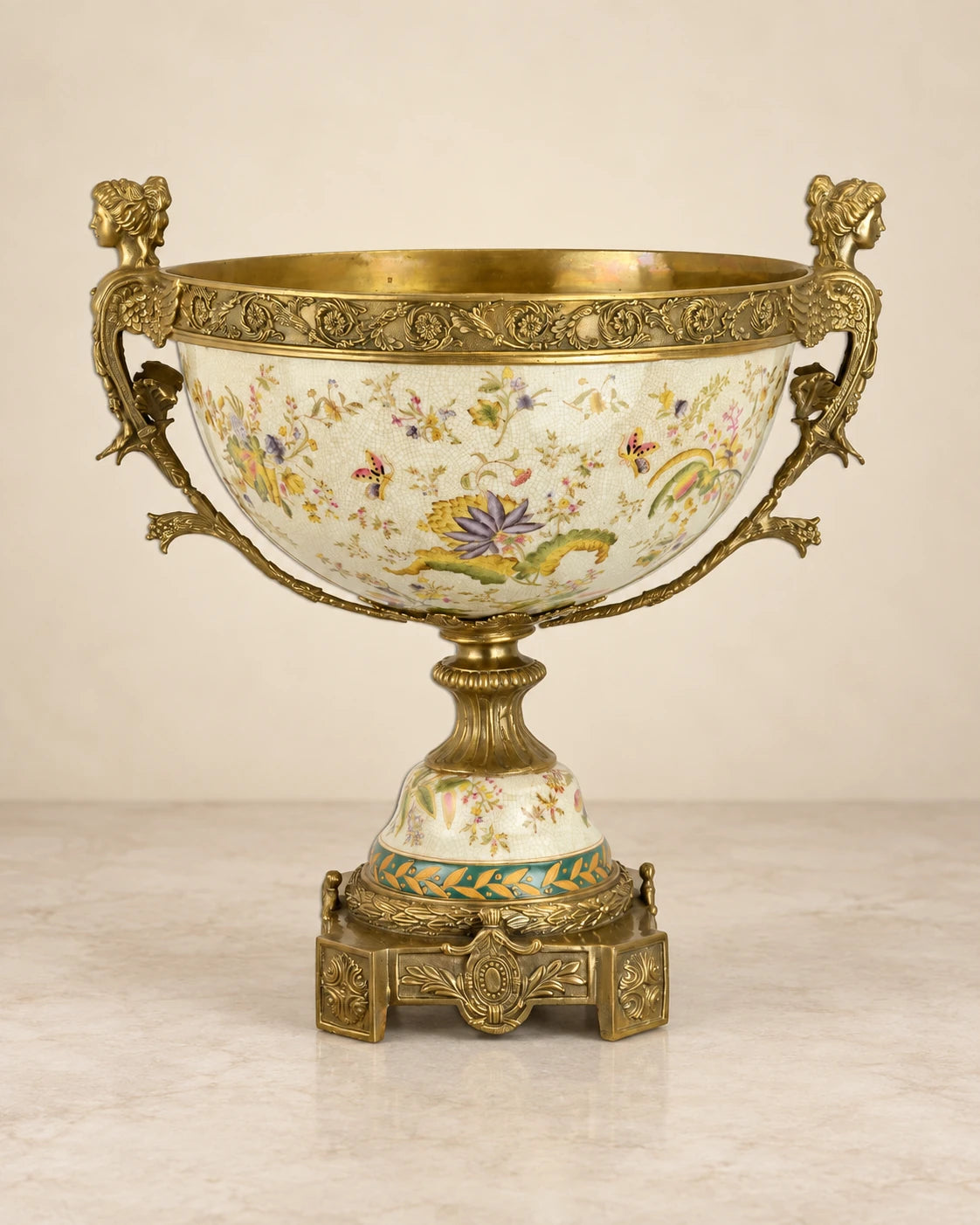 Porcelain Figural Pedestal Bowl